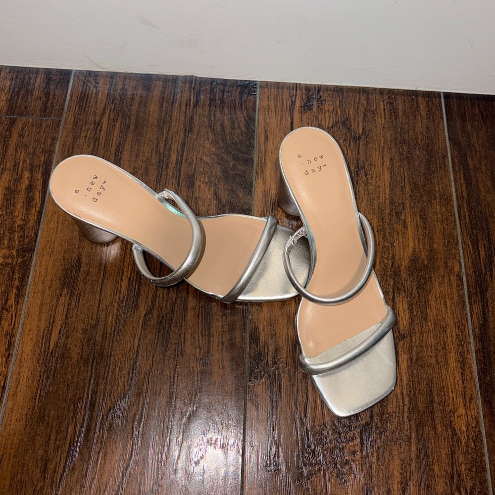 A New Day Silver Heels with Kitten Heel